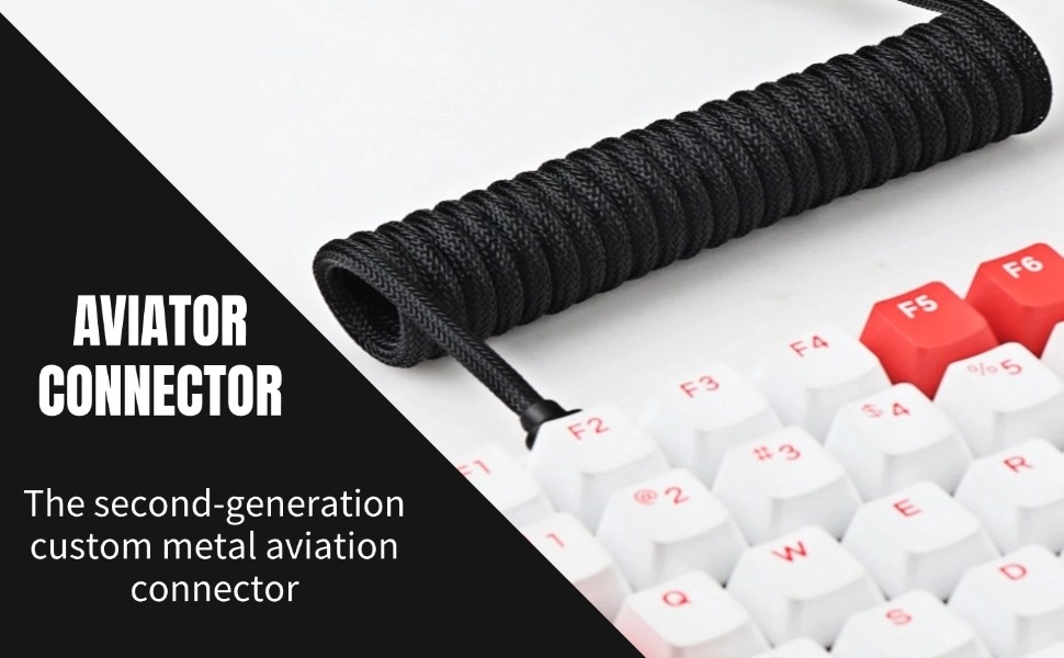 Coiled Keyboard Cable Black