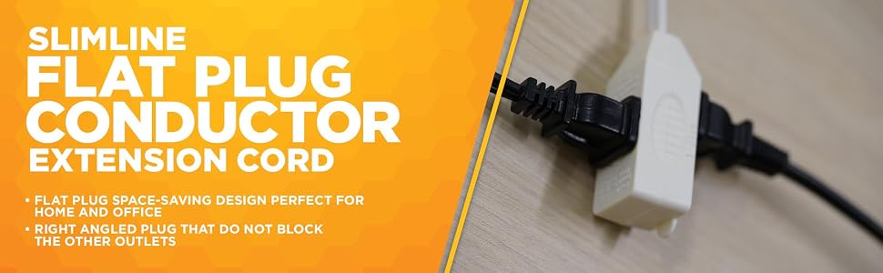 Indoor flat plug extension cord