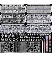 Teentior Nail Charms and Gems Silver Rhinestones for Nails with 15 Sheets Nail Stickers, 6 Boxes ...