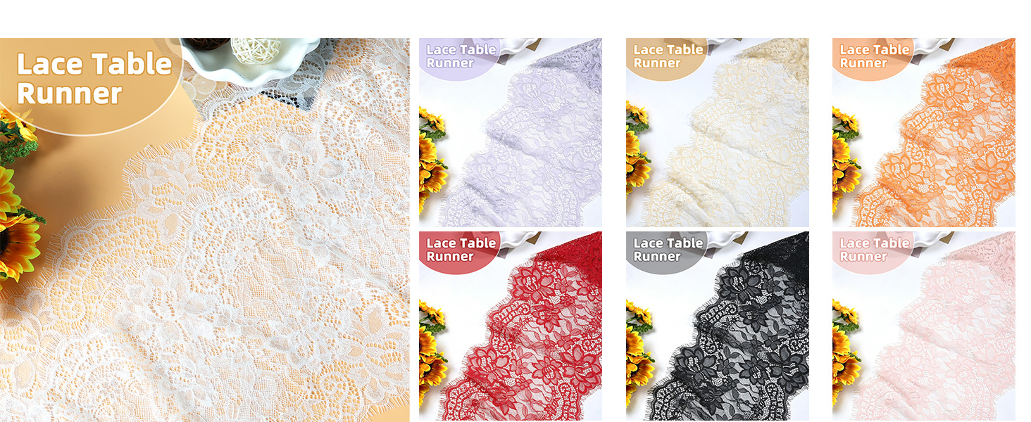 Lace Table Runner Embroidered Boho Lace Runners for Tables Vintage Rustic Farmhouse Table Runner