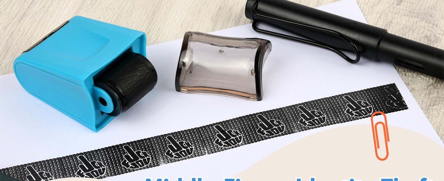 Middle-Finger Identity Theft Protection Roller Stamp - Black Ink 1 Pack