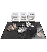 Waretary Cat Litter Box Mat: 47"x 36" Waterproof Kitty Cat Litter Trapping Mat, Easy-clean Double...