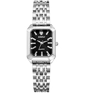 Avaner Women's Silver Square Watches: Ladies Stainless Steel Easy Reader Analog Quartz Classic El...