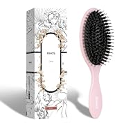 Boar Bristle Hair Brush for Women Men Kid with Cushion, Anti Static Paddle Hairbrush Adds Shine a...