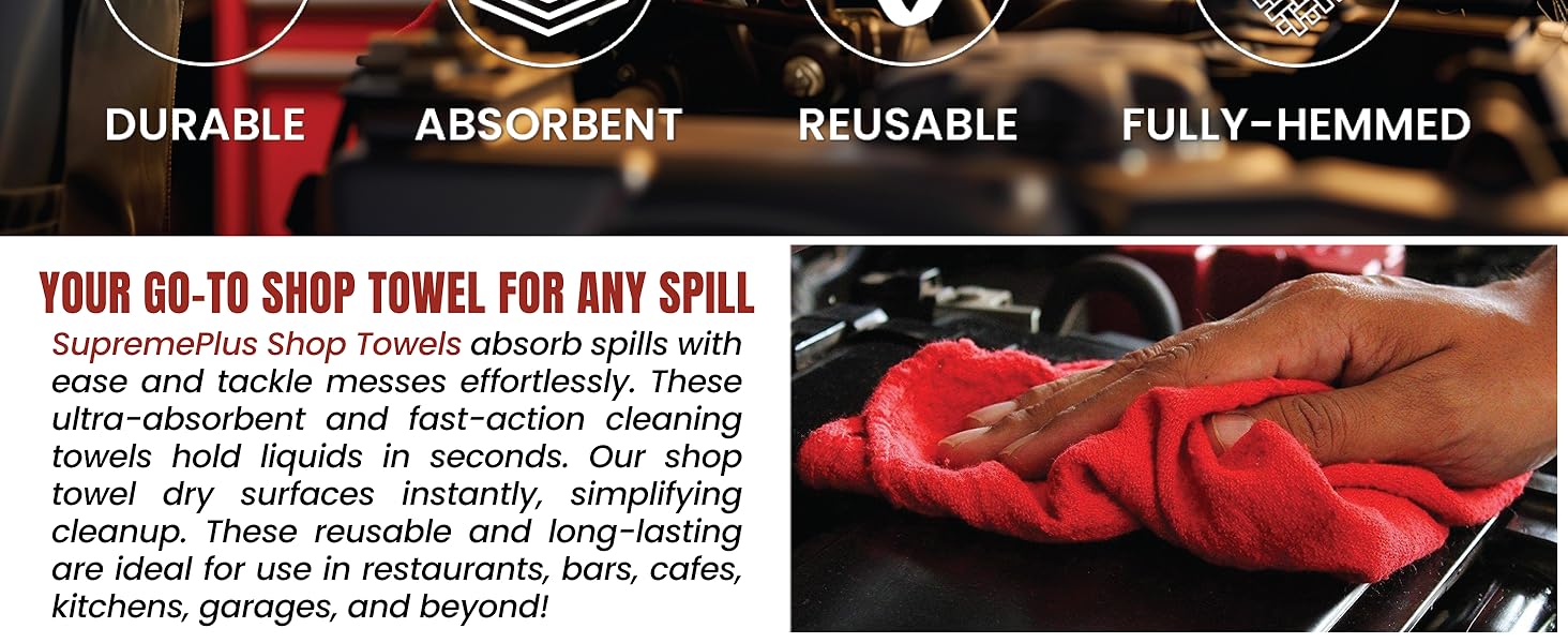 SupremePlus Shop Towels are available in different colors and packaging options.