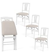 Giantex Folding Dining Chairs Set of 4, Space-Saving Upholstered Kitchen Chair with Rubber Wood F...