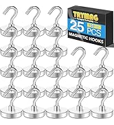 TRYMAG 25Pcs Strong Magnet with Hook for Fridge, N52 150Lbs+ Small Magnetic Hooks for Cruise Cabi...