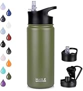 HASLE OUTFITTERS Insulated Water Bottle Kids 16 oz Double Wall Vacuum Stainless Steel Water Bottl...