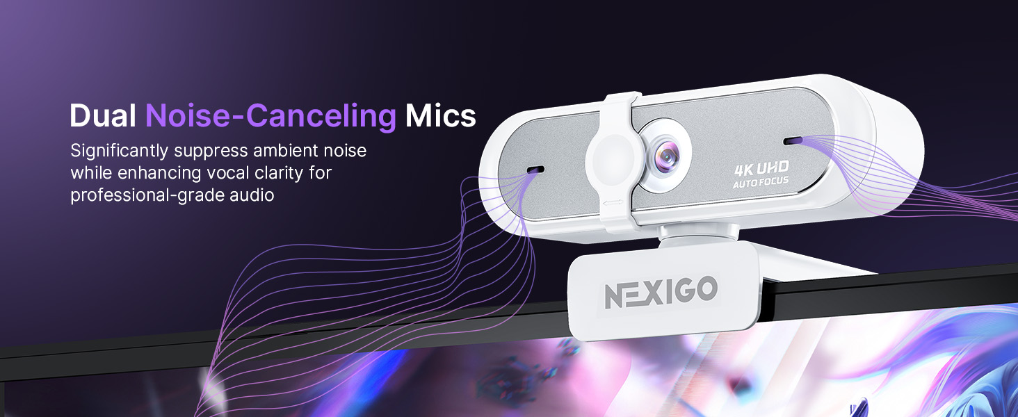 The N660P Pro USB webcam is mounted on a desktop, showcasing dual-mic noise cancellation.