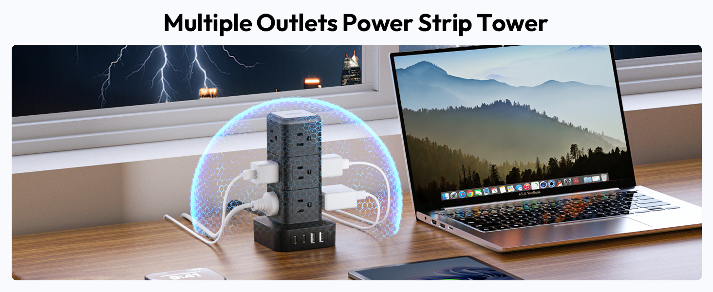 15 FT Surge Protector Power Tower