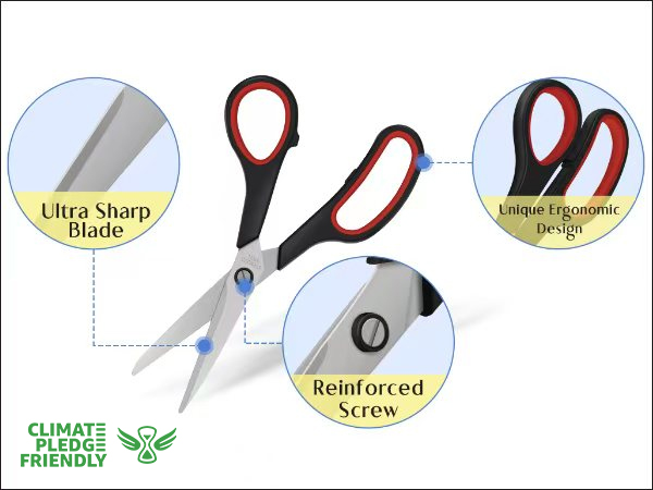 Scissors for Office School Supplies Sharp Shears for Home Craft Sewing Fabric Right/Left Handed