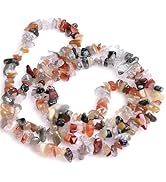 HAAMIIQII 5-8mm Natural Mixed Rutilated Quartz Chips Beads Genuine Real Irregular Freeform Chip L...