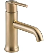 Delta Faucet Trinsic Single Hole Bathroom Faucet, Gold Bathroom Faucet, Single Handle Bathroom Fa...