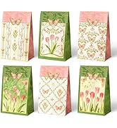 NICROHOME EUR Floral Gift Bags with Butterfly Stickers, 24 Pack Small Kraft Paper Bags Green Pink...