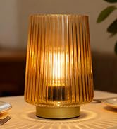 Battery Operated Lamp with Timer, Set of 2 Small Cozy Table Lamp Decorative Ambient Glass Lamp fo...