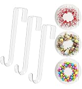 Wreath Hanger,12" Clear Wreath Hangers for Front Door Décor,3 Pack Easter Fall Wreath Door Hanger...