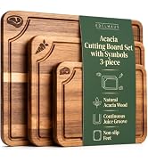 EDELHAUS Cutting Boards for Kitchen (Set of 3) Beeswax Finished Acacia Wood Cutting Board, Minera...