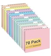 Hanging File Folders, 70 Pack Letter Size Hanging File folders with 1/5-cut Tabs, Stay Organized ...