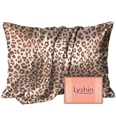 LYSHIN Silk Pillow Cases Standard Size with Hidden Zipper, Leopard | 19 Momme Mulberry Silk Pillo...