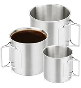 AMXRD Foldable Camping Cup, Coffee Mug, 304 Stainless Steel Drinking Cup with Foldable Handles, O...