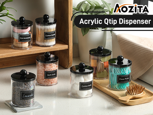 qtip holder dispenser bathroom canisters