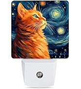 Jopowide Cat Night Light, Lonely Ginger Cat Night Lights Plug into Wall Decor for Bedroom, Bathro...