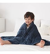 Huloo Sleep Kids Weighted Blanket Twin 7lbs (41"×60",Navy Blue) Breathable Soft Minky Weighted Th...