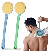 2 Pack Back Scrubber Shower Brush with 14 inch Long Handle, Soft Bristles Full Body Skin Exfoliat...