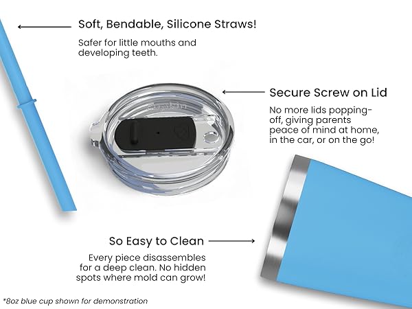 soft bendale silicone straws safer for little mouth and developing teeth easy to clean secure