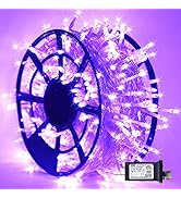 JMEXSUSS 600 LED Purple Halloween Lights Outdoor, 8 Modes Purple String Lights, 168ft Purple LED ...