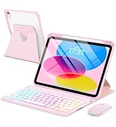 EAMPANG Case with Keyboard Mouse for iPad A16 11th 10th Generation 11/10.9 inch,Rainbow Backlit D...