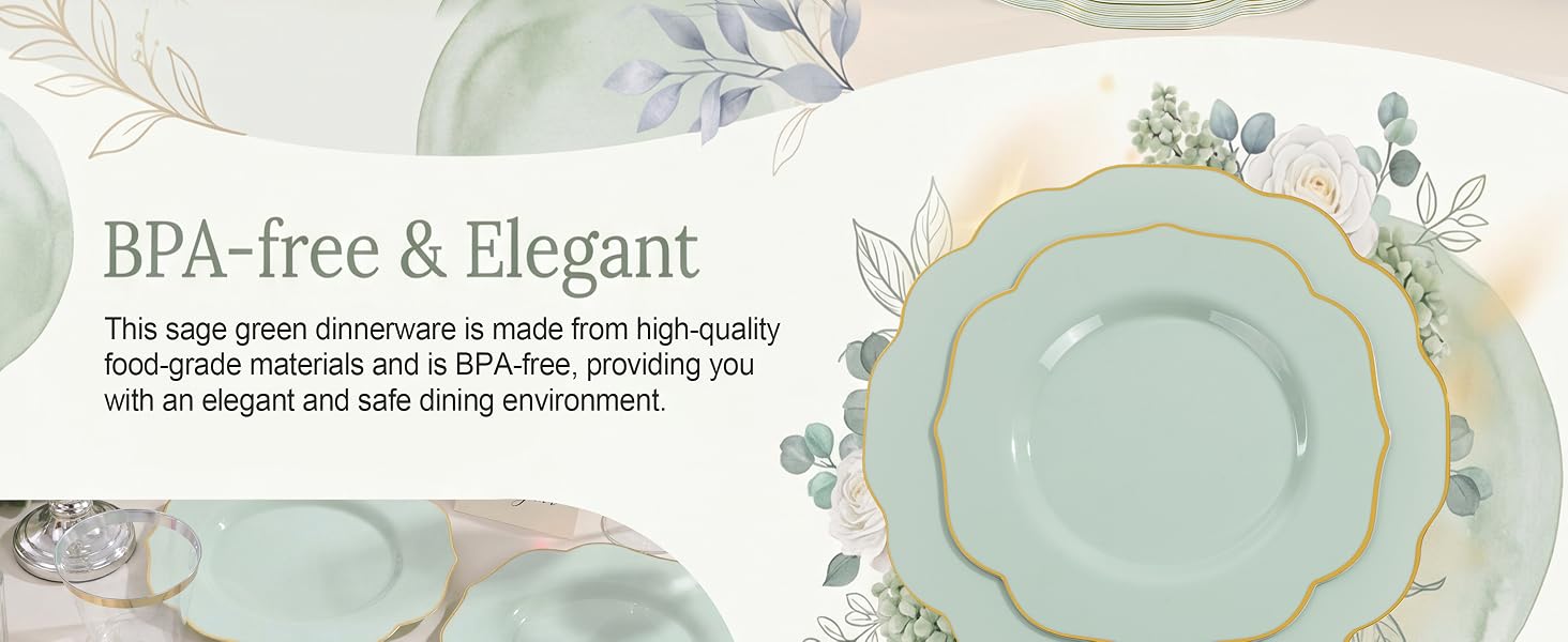 sage green plastic plates