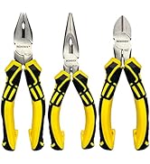 BOOSDEN 3 PCS Pliers Tool Set, 6" Needle Nose Pliers, 6" Diagonal Cutters, 6" Linesman Pliers for...