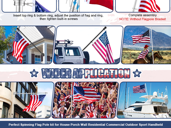 5 6 7Feet Silver Flagpole Kit