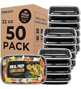 Glotoch Meal Prep Containers 32oz 50 Pack(100 Piece) with Lids, 1-compartment Plastic food storag...