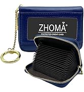 ZHOMA RFID Blocking Genuine Leather Credit Card Case Holder Security Travel Wallet With Removable...