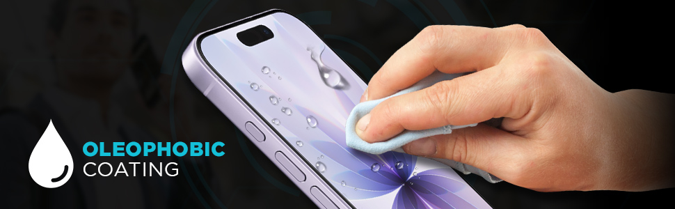 Oleophobic anti-fingerprint coating repels smudges on iPhone 17 glass screen protector