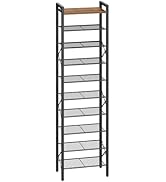 YATINEY 10-Tier Narrow Shoe Rack, Tall Shoe Rack for 10-20 Pairs, Slim Shoe Storage Organizer wit...