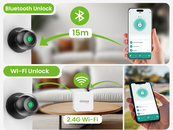 ghome smart door knob front door keypad fingerprint