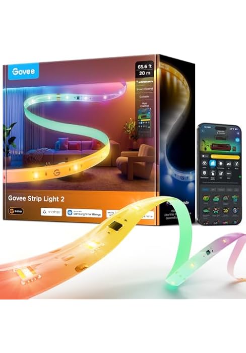 Govee LED Strip Light 2, 65.6ft, RGBWWIC, 1000K to 10000K White Light, WiFi | LED Lights for Bedr...