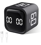 GuDoQi Multi-Function Cube Timer, 5/10/30/60 Min & Custom Count Down, Included Pause & Resume Fea...