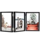 TOFOREVO 4x6 3 Picture Frame Triple Wooden Hinged Photo Frame Definition Glass Stand Vertically o...