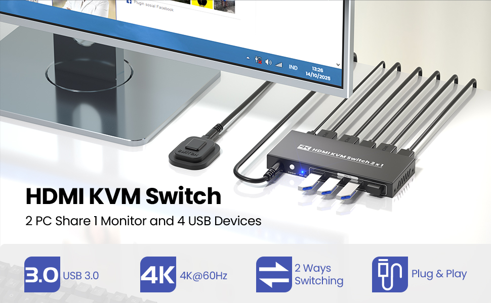 kvm switch 1 monitor 2 computers