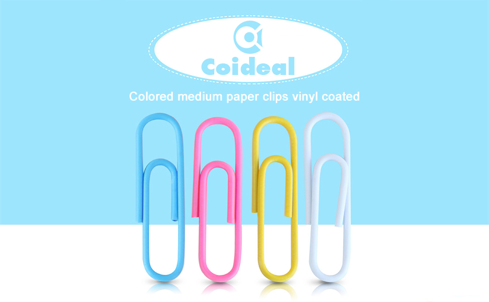 Colored Medium Paper Clips Vinyl Coated