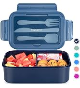 Caperci Classic Bento Box Adult Lunch Box for Older Kids - Leakpoof 47 oz 3-Compartment Container...
