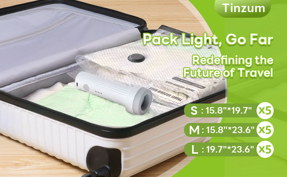 Vacuum Bags for Travel with Rechargeable USB Pump