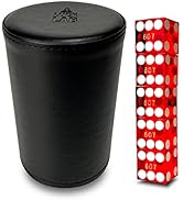 Luck Lab Black Leather Dice Stacking Cup with 5 Serialized Razor Edge 19 mm Casino Dice - Pro Str...