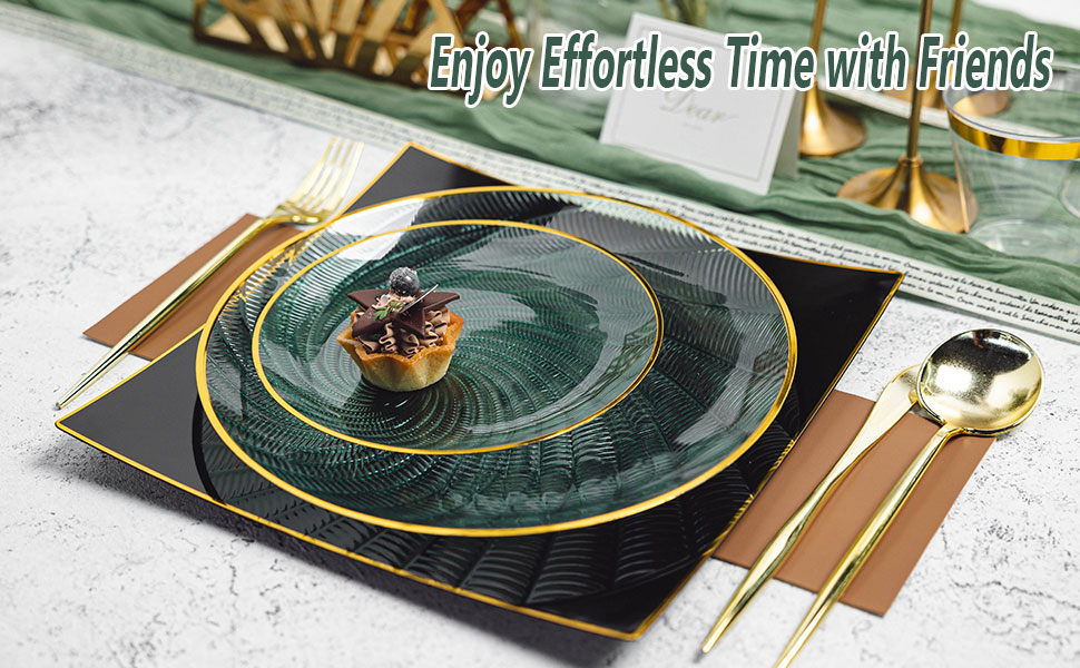 elegant green plastic plates for party