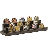 Military Challenge Coins Display Holder Solid Wood,Small Challenge Coin Stand Holds 15-18 Coins,4...