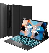 GreenLaw Galaxy Tab S9 Keyboard Case, 7 Color Backlit, Smart Touchpad, Dual Bluetooth, Detachable...
